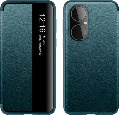 Produktbild von Huawei P50 Hülle, Smart View Intelligente Wake up-/Sleep Leder Schutzhülle für Huawei P50 Grün