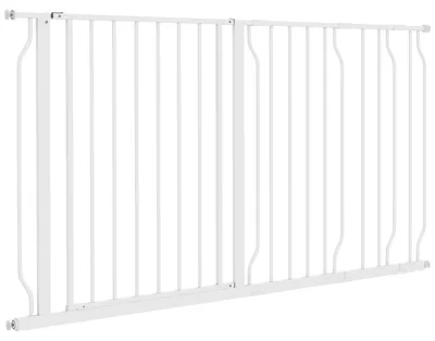 Produktbild von Hunde-Türabsperrung, längenverstellbar 75-145cm, Montage ohne Bohren, Stahlrahmen, Weiß