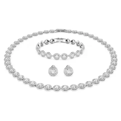 Image de Parure de bijoux pour femme en argent 925 : collier, bracelet et boucles d'oreilles