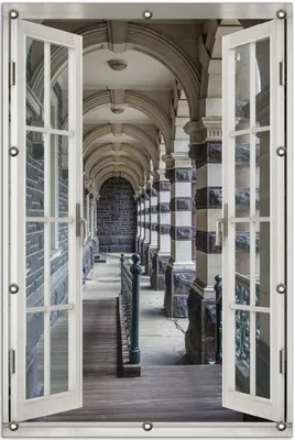 Produktbild von Wallario Outdoor-Poster für Garten oder Balkon 80 x 120 cm: Säulengang in einem Bahnhof in Neuseeland