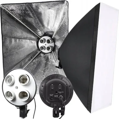 Immagine prodotto di set di lampade da studio 2 in 1, luce continua, 4x lampade e softbox 50x70cm