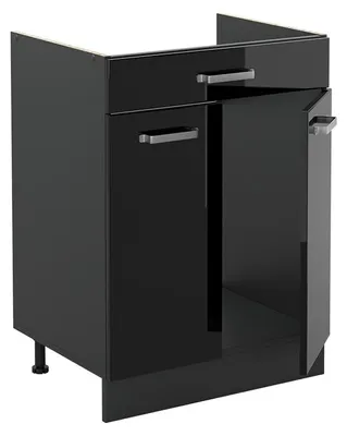 Produktbild von Küchenunterschrank Vicco R-Line Schwarz Hochglanz/Anthrazit 60 cm mit Schublade ohne Arbeitsplatte, Model 61126