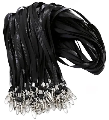 Produktbild von Set mit 50 Schlüsselanhängern, Lanyards mit drehbarem Metallclip, Schlüsselanhänger für Besucher und Studenten, Ausweis-Lanyards, Lanyard mit Schlüssel für Ausweise, ID-Karten und Schlüssel (schwarz)