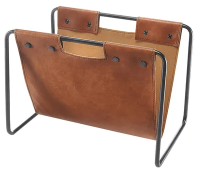 Produktbild von Lockardi Zeitungsständer aus Metall und Kunstleder braun 37x24x27cm