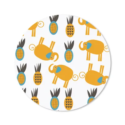 Produktbild von MuchoWow® Mauspad Mousepad Elefant - Ananas - Gelb - Muster 50x50 cm - Mousepads - Maus Mat - Pad - Mausunterlage - Vinyl
