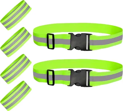 Productafbeelding van 4 reflectorarmbanden en 2 heupbanden voor joggen en outdoor, elastische reflectorband en reflectorband, verbeterde zichtbaarheid loopaccessoires