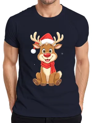 Immagine prodotto di Maglietta da uomo con renna di Natale, marina, XXL, carina per bambini, regalo invernale carino