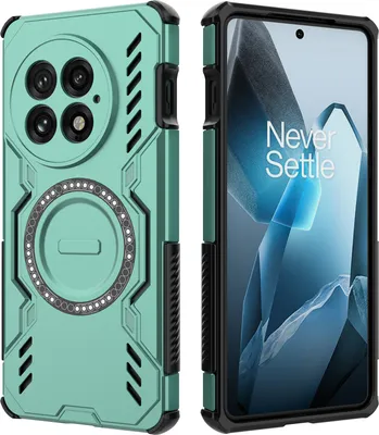 Produktbild von Magnetisch Hülle für OnePlus 13, Hybrid PC TPU Bumper Stoßfestes Loch Wärmeableitung Handyhülle Grün
