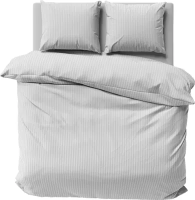 Produktbild von Bettwäsche, Damast-Bettwäsche, 100 % Baumwolle, Streifen 160x200 Silber