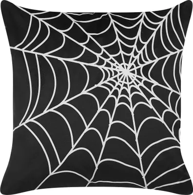 Obrázok produktu pre BELIANI Dekoratívny vankúš čierny zamat 45 x 45 cm halloweensky vzor pavučiny štvorcový moderný štýl doplnky