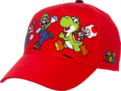 Produktbild von Super Mario Snapback Kappe - Mario, Luigi, Yoshi & Toad - Offizielles Nintendo Merchandise, Größe individuell einstellbar, für Kinder & Erwachsene