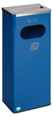 Produktbild von Robuster Kombiascher mit Edelstahl-Abdeckung | HxBxT 76x31x22cm | Verzinkter Stahl | Blau