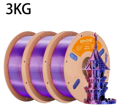 Produktbild von PLA Filament 3D Drucker - Silk PLA zweifarbig - 3 kg Spule - 1,75 mm - Toleranz ±0,03 mm - Für FDM 3D Drucker - Rot Blau