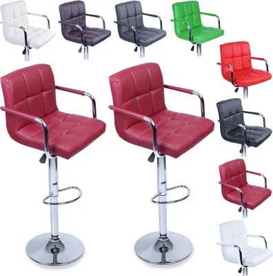Produktbild von TRESKO® 2er Set Barhocker Weinrot mit Armlehnen Lehne Barstuhl Hocker Tresenhocker