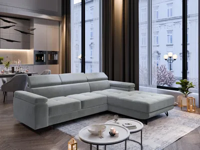 Produktbild von FurMeb24 ECKSOFA OLIVIO - 250 x 183 cm monolith 84 - mit schlaffunktion und bettkasten - rechte seite