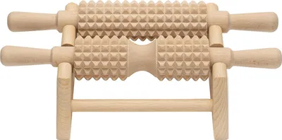 Produktbild von Doppel-Massageroller aus Holz für Füße und Körper – Entspannungsroller