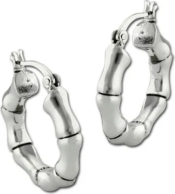 Image de SilberDream Boucles d'oreilles Bambou petites créoles 925 argent Bijoux véritables - article de marque de haute qualité idéal comme idée de cadeau pour anniversaire mariage D2SDO67191