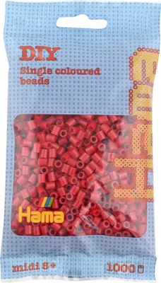 Zdjęcie produktu dla Hama Bügelperlen 207-22 Hama Bügelperlen midi, mittelrot, im Beutel