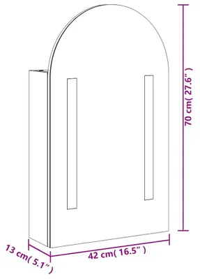 Image de vidaXL Armoire de toilette avec éclairage LED Bombée noire 42x13x70 cm