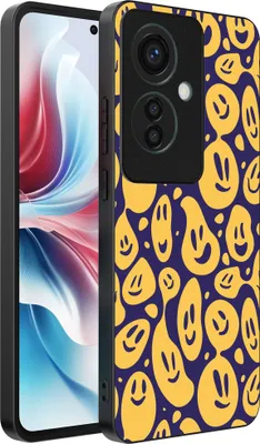 Produktbild von Smartphonica Handyhülle passend für Oppo Reno 11F mit Smiley Gesicht  aufdruck - TPU-Rückseite Fall Emoji Design - Lila Gelb