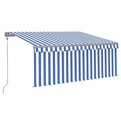 Produktbild von vidaXL Markise Automatisch Einziehbar mit Volant 3x2,5 m Blau und Weiß