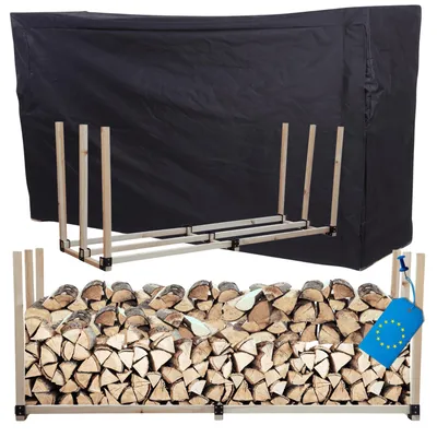 Produktbild von MODO24 Kaminholzregal, Holzunterstand, mit Abdeckung, Schutzplane, Brennholzregal, Holzlager, Garten, Wetterfest, Massivholz, 150x232x80 cm, DRE