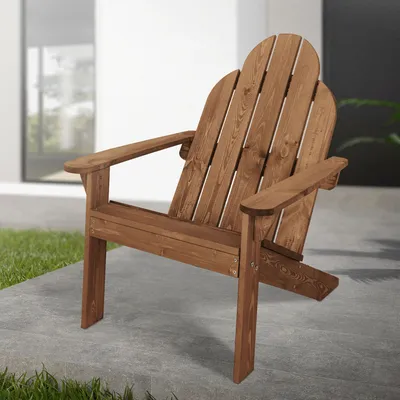 Obrázek produktu pro ECD Germany Židle Adirondack z masivního jedlového dřeva, 92,5x70x89 cm, hnědá, zahradní židle s opěradlem a područkami, ergonomická dřevěná židle, odolná proti povětrnostním vlivům