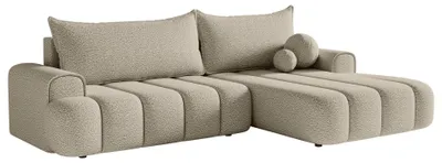 Produktbild von Selsey DANDELINO - Ecksofa mit Schlaffunktion, Stauraum und Bouclé-Bezug, hellbeige, rechts