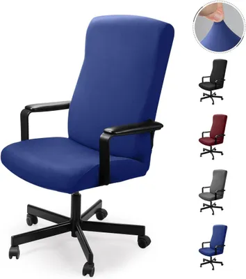 Obrázok produktu pre Elastický Prateľný Poťah na Stoličku, Sada 2, Modrý, Veľkosť M, pre Kancelárske Stoličky