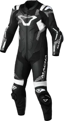 Immagine prodotto di Tuta in pelle da moto Macna Armadyl perforata in 1 pezzo, nero/bianco, 50