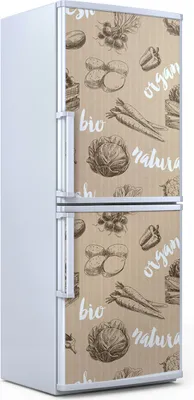 Produktbild von Kühlschrankdekoration  60x180 cm  Aufkleber auf dem Kühlschrank - Gemüse retro Essen