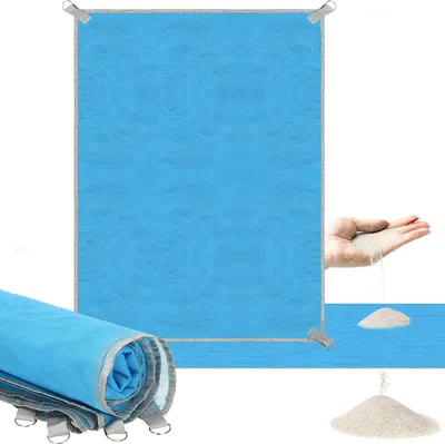 Obrázok produktu pre SPRINGOS Plážová podložka Veľká plážová deka Bez piesku 150 x 200 cm Pikniková deka Plážový uterák Rýchloschnúci kovový držiak Dvojitá sieťovina