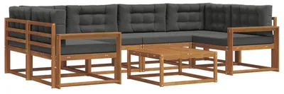Produktbild von vidaXL Outdoor-Sofagarnitur mit Kissen 7 pcs Natur und Anthrazit