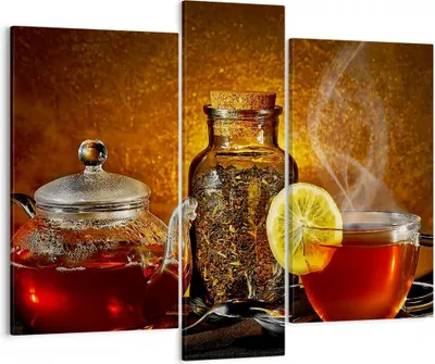 Produktbild von Bild auf Leinwand - Leinwandbild - Asien tee geschmack gesundheit - 95x80cm - Wand Bild - Wanddeko - Leinwanddruck - Bilder - Kunstdruck - Wanddekoration - Leinwand bilder - Wandkunst - CB95x80-2434