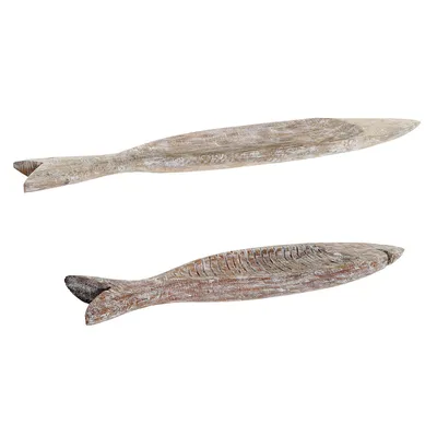 Produktbild von Tischdekoration DKD Home Decor 74 x 12 x 4,5 cm Antiker Finish Braun Fisch Mediterraner (2 Stück)