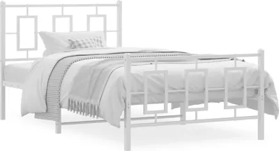 Produktbild von “2026 Moderne“Einzelbett/Jugendbett, Bettgestell mit Kopf- und Fußteil Metall Weiß 100x200cm - Klassische Betten,Bettrahmen Designermöbel 4795174