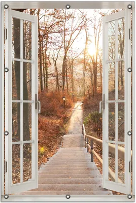 Produktbild von Wallario Outdoor-Poster für Garten oder Balkon 80 x 120 cm: Weg in den Sonnenuntergang