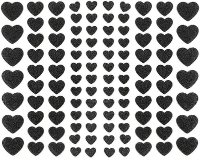 Produktbild von Oblique Unique 106 Herz Sticker Aufkleber Set mit Glitzer Scrapbooking Basteln Hochzeit Valentinstag Deko schwarz