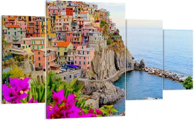 Produktbild von Bild auf Leinwand - Leinwandbild - Italien küste felsen landschaft - 160x90cm - Wand Bild - Wanddeko - Leinwanddruck - Bilder - Kunstdruck - Leinwand bilder - Wandkunst - DL160x90-2684