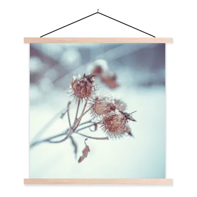 Produktbild von MuchoWow® Textilposter Pflanzen - Winter - Schnee - Natur 60x60 cm mit holzfarbenen Rahmen - Wanddekoration