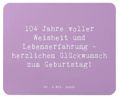 Produktbild von Mr. & Mrs. Panda Mauspad Spruch 104. Geburtstag - Lavendeltraum - Geschenk, Geburtstagsgruß, computer, Alter, Happy Birthday, 104 Jahre, Mousepad, Andenken, laptop