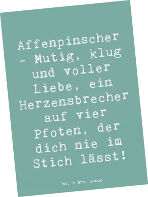 Produktbild von Mr. & Mrs. Panda Postkarte Spruch Affenpinscher Liebe - Meeresbrise - Geschenk, Ansichtskarten, Grußkarte, Hunderassen Charakter, Hunde, Wohnungshund, Ansichtskarte