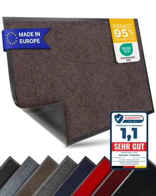 Produktbild von Entrando Fußmatte 60x90 cm in Braun - Rutschfeste Schmutzfangmatte für innen und außen - ideal für Haustür, Flur, Balkon, Terrasse - Carpet Fußabtreter Türmatte Schuhabstreifer Fußabstreifer Fußmatten Schmutzmatte Schuhmatte Türvorleger Doormat Fussabstreifer Teppich für draußen Fussmatten für den Aussenbereich Fussmatten