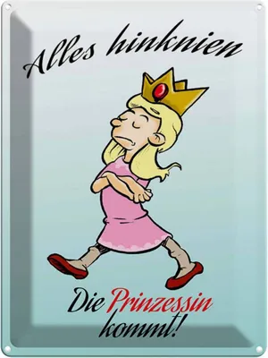 Produktbild von vianmo Blechschild 40x30 cm Alles hinknien Prinzessin kommt Spruch Zitat