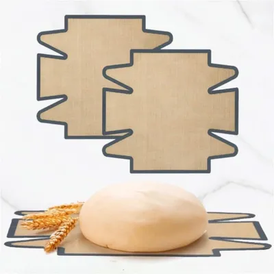 Produktbild von Wiederverwendbare Silikonformen für Brotbackformen, 2 Stück, nicht zum Backen bestimmte Matten mit Griffen, hitzebeständige Werkzeuge zur Teigübertragung für runde Formen, Beige