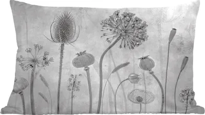 Produktbild von MuchoWow® Zierkissen Sofakissen Wohnzimmer Dekokissen 60x40 cm Stilleben - Schwarz - Weiß - Ölfarbe - Kopfkissen - Polster mit Foto