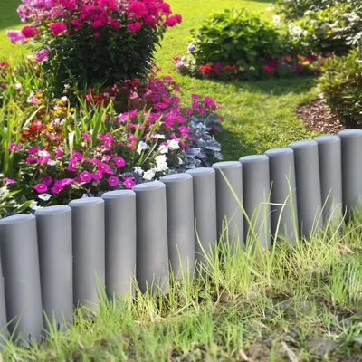 Image de [casa.pro] Set de 10 palissades bordure de parterre gris foncé longueur 270cm