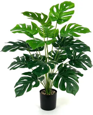 Immagine prodotto di Pianta artificiale Monstera in vaso di plastica, altezza 76 cm, per soggiorno, camera da letto, ufficio, decorazione della casa