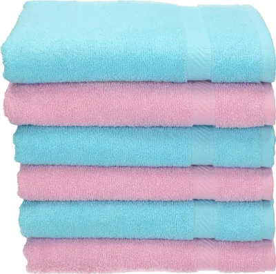 Produktbild von Betz 6 Stück Handtücher 50x100 cm PALERMO 100% Baumwolle  Farbe: rose und türkis