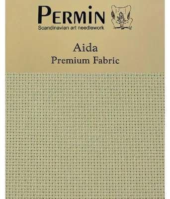 Image de Permin Precut 16 ct. Aida 355 couleur 353 gris étonnant, tissu pour point de croix 43x50 cm
